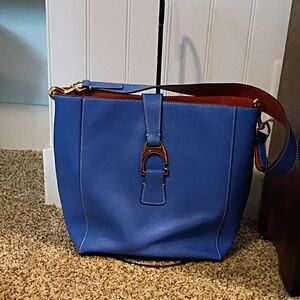 Dooney & Bourke Blue Leather Shoulder Bag with Silver Hardware
